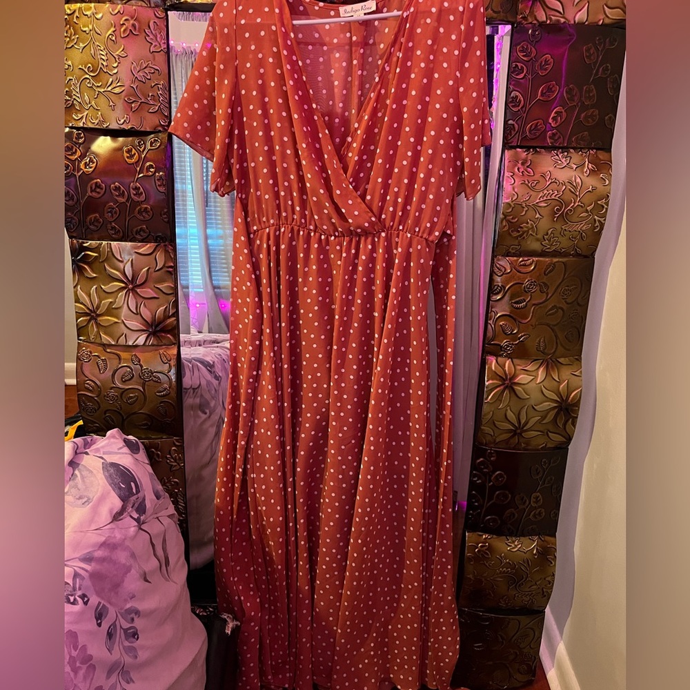 orangish long dress!!